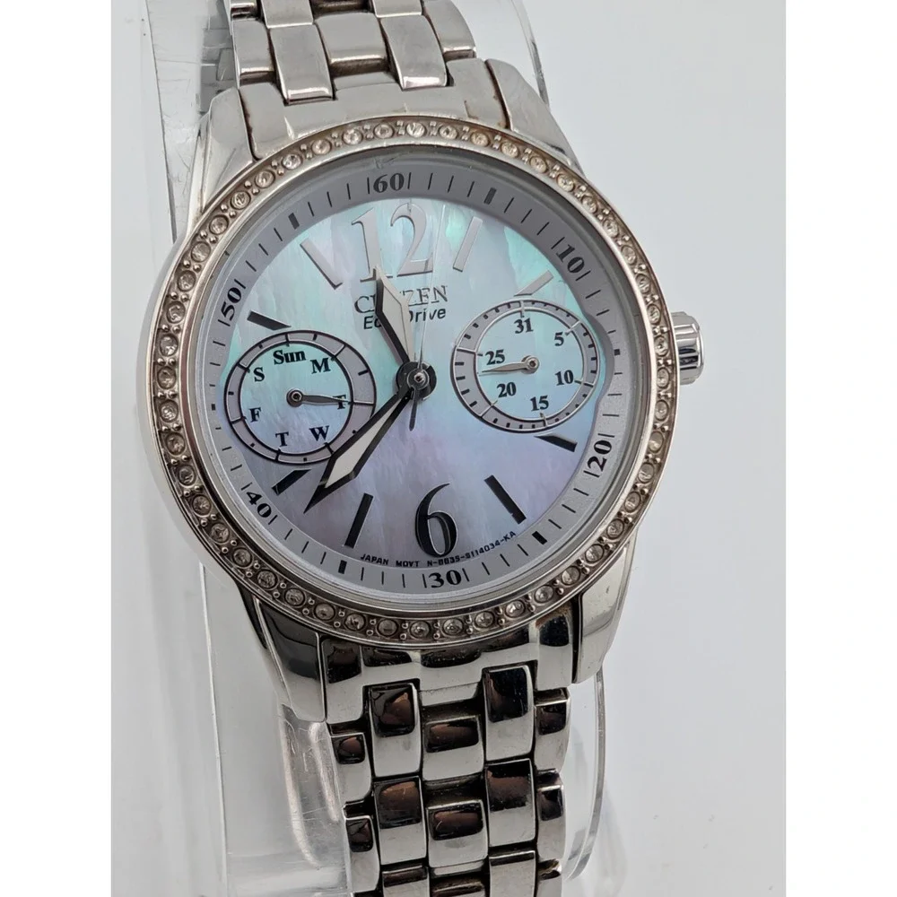 Citizen Silhouette Eco-Drive Women's Watch MOP Dial Crystals 7